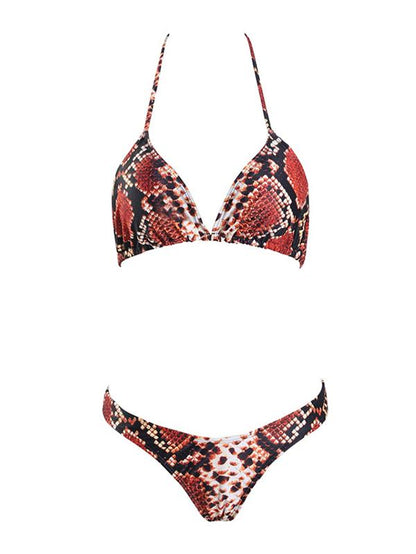 Snakeskini Lace Up Bikini Swimsuit