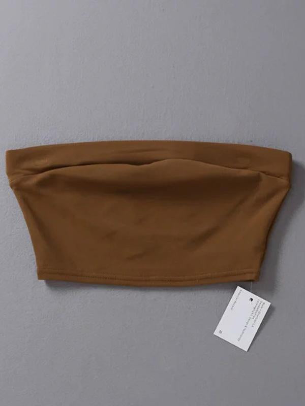 Elastic Wrap Sleeveless Strapless Vest Top