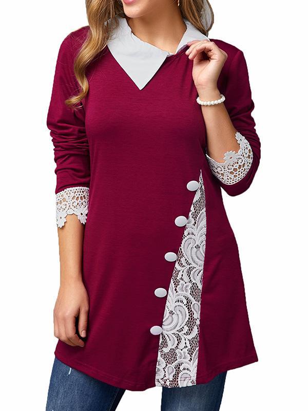 Vintage Cropped Lace Round-Neck Blouses&Shirts Tops