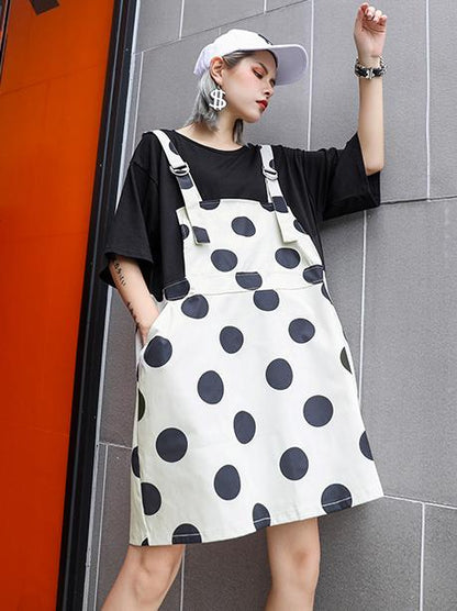 False-Two Polka-Dot Braces Dress