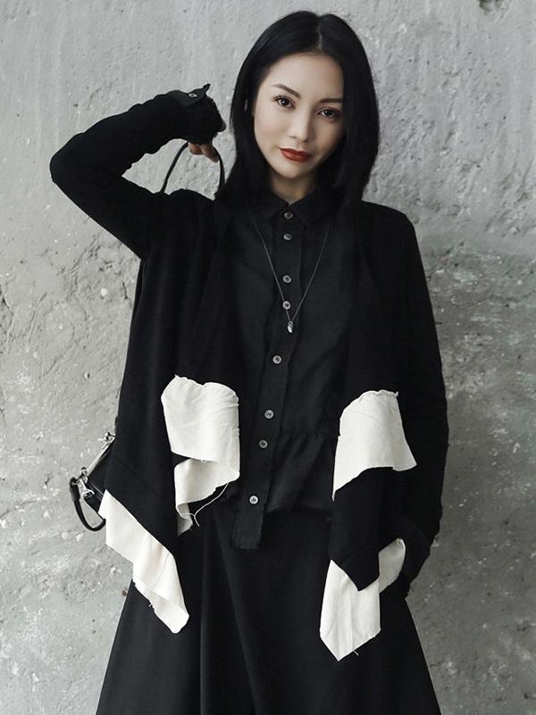 Cropped False-two Sweater Tops