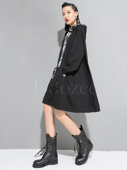 Casual Split-joint Hoodie Goth Sweatshirt Dress
