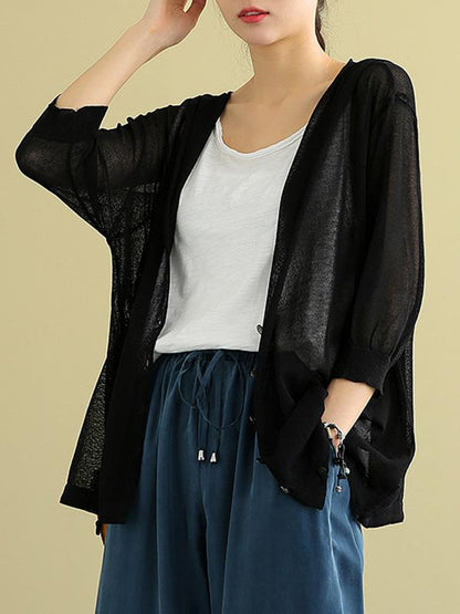 Leisure Solid Knitting Sun-Protection Outwear