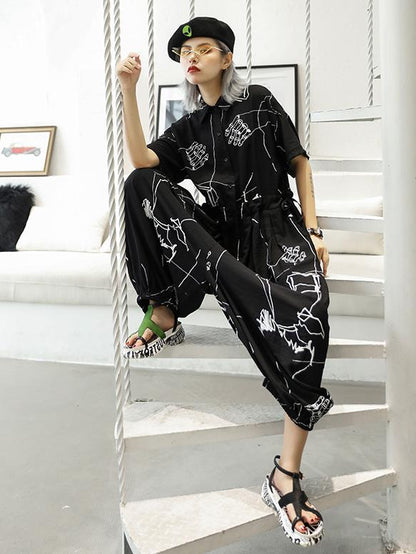 Hip-hop Light Printed Jumpsuit