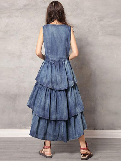 2019 Summer New Vintage Asymmetric Falbala Dress