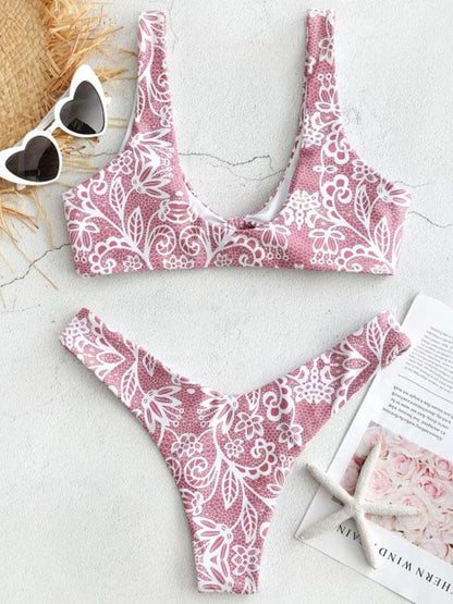 Knot Printed Bikinis Swimwear