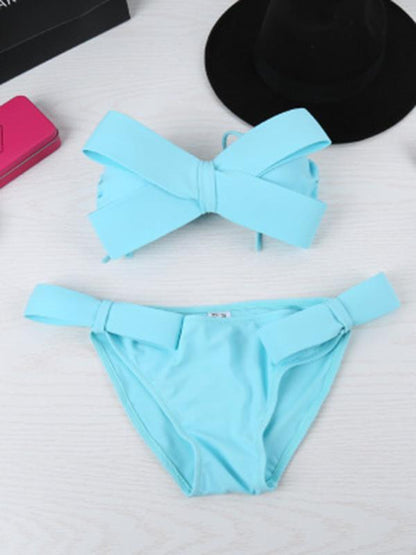 Plain Bowknot Bikinis Swimwear