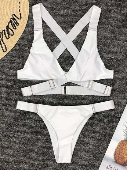 Plain Adjustable Bikini Swimsuit