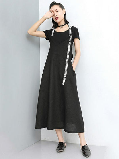 Fashion A-line Suspender Long Dress