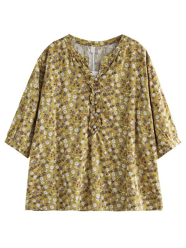 Artistic Retro Floral T-Shirts Tops