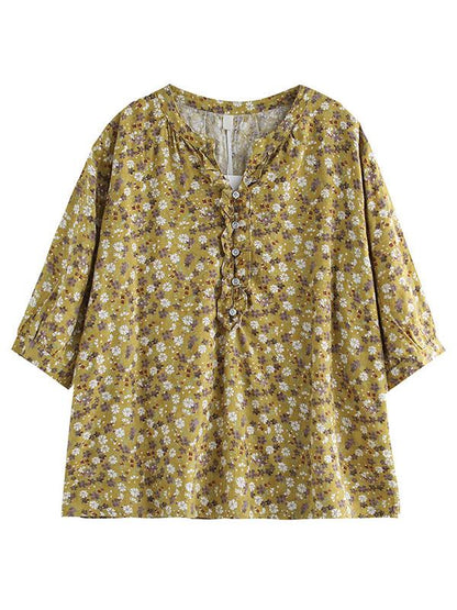 Artistic Retro Floral T-Shirts Tops