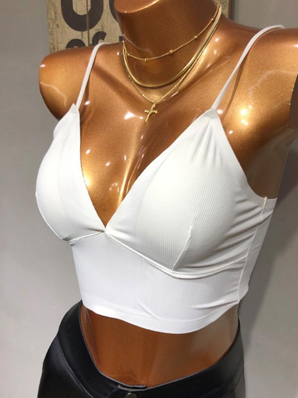 Sexy Wrap Backless Solid Spaghetti-Neck Bra