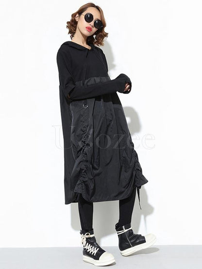 Loose BF Style Hooded Long Shirt Dress
