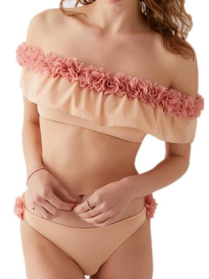 Falbala Flower Decoration Bikinis Swimwear