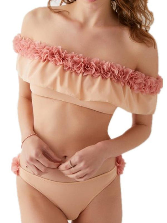 Falbala Flower Decoration Bikinis Swimwear