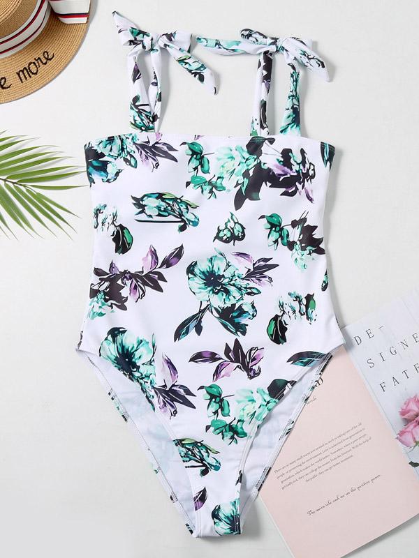 Printed Knotted One-Piece Swimwear