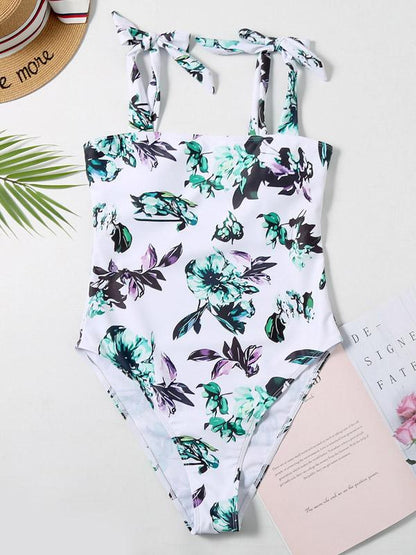 Printed Knotted One-Piece Swimwear