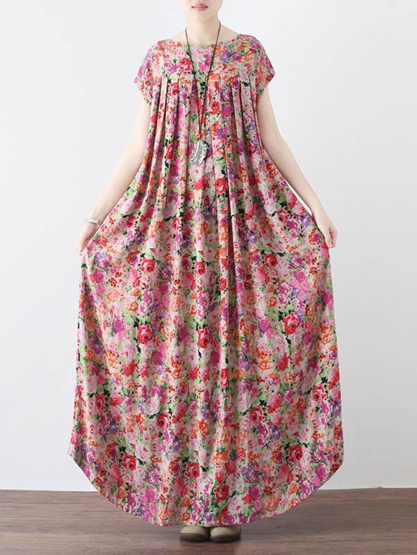 Original Floral Round-Neck Dress