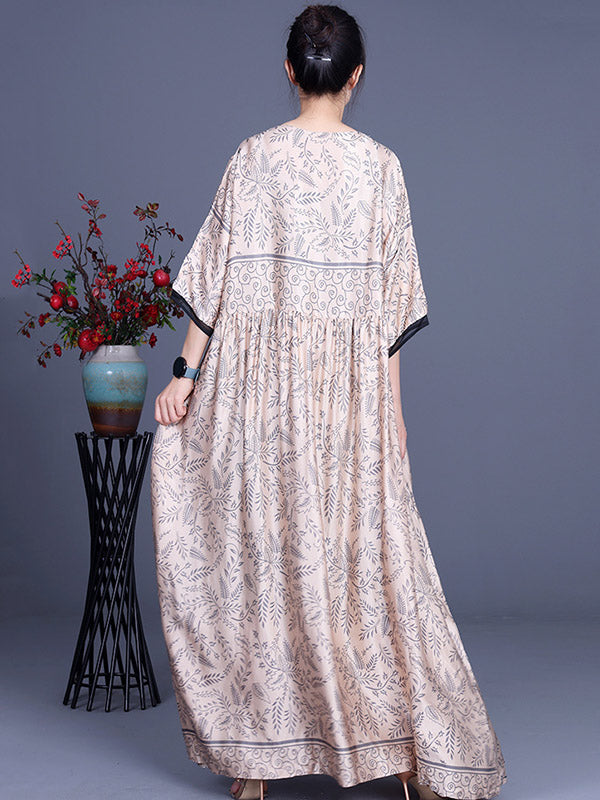 Original Floral V-Neck Half Sleeve Maxi Dress