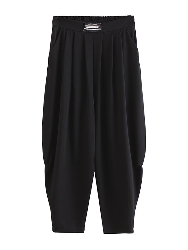 Simple Solid Color Elasticity Waist Pants