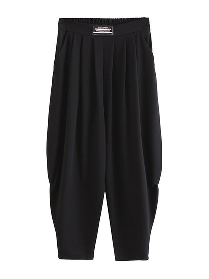 Simple Solid Color Elasticity Waist Pants