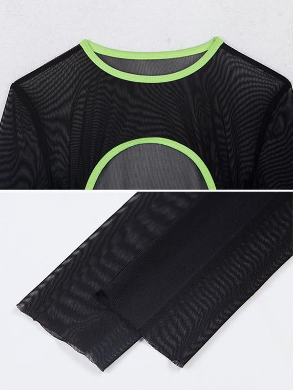 Sexy Mesh Split-Front T-Shirt Tops