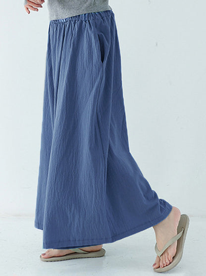 Casual 11 Colors  Solid Column Wide Leg Capri-Pants