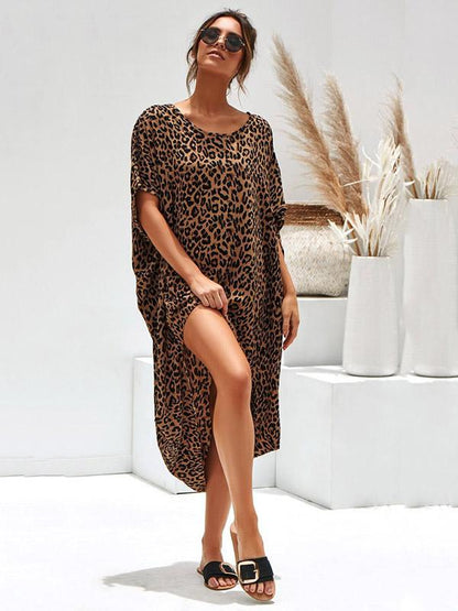 Leopard Loose Midi Dress
