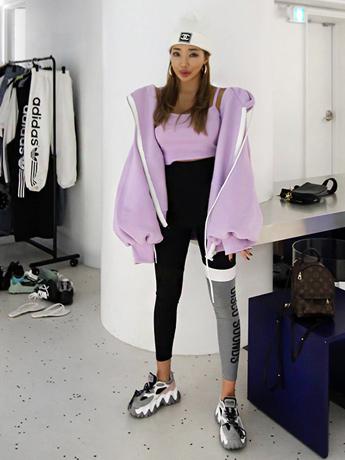 Wrap Letters Printed Contrast Color Leggings