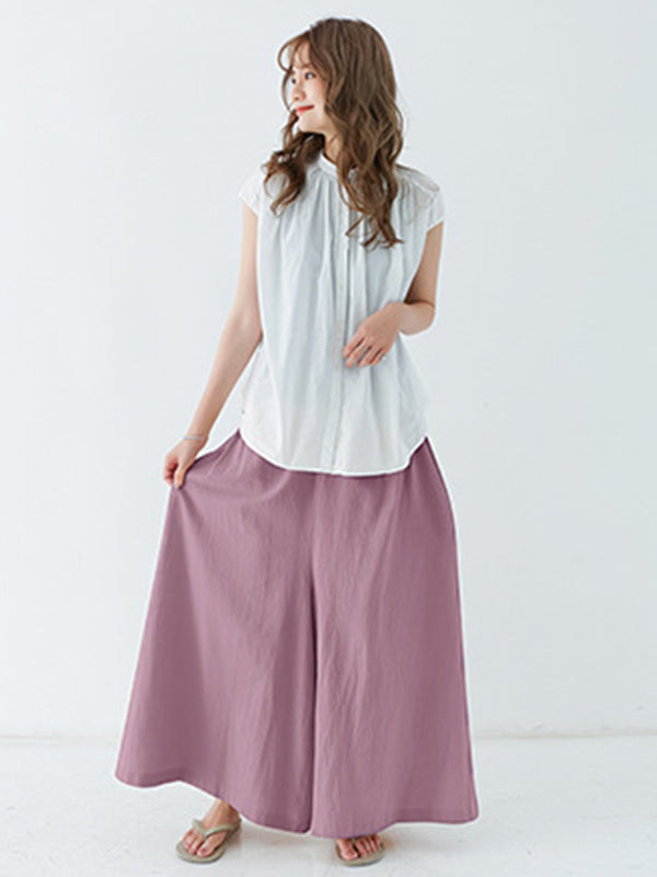 Casual 11 Colors  Solid Column Wide Leg Capri-Pants