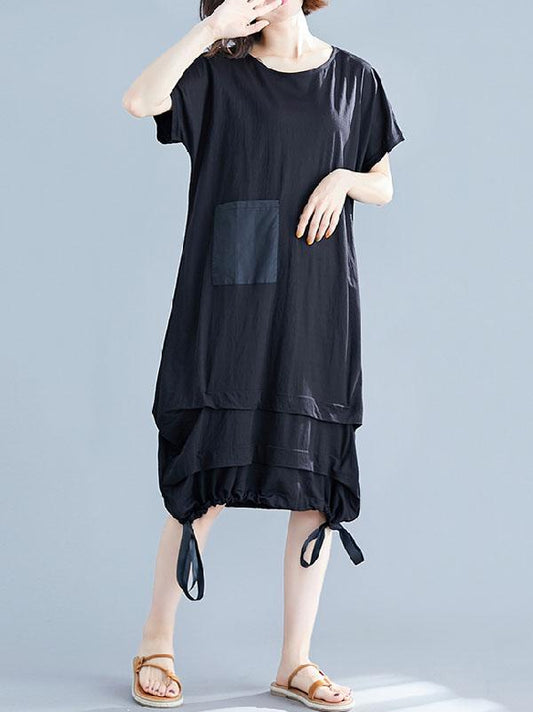 Summer Loose Solid Short Sleeves Dress