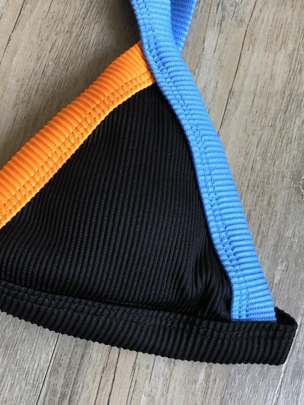 Triangles Colors Hemming Bikini Swimsuit