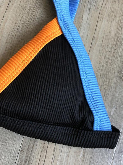 Triangles Colors Hemming Bikini Swimsuit