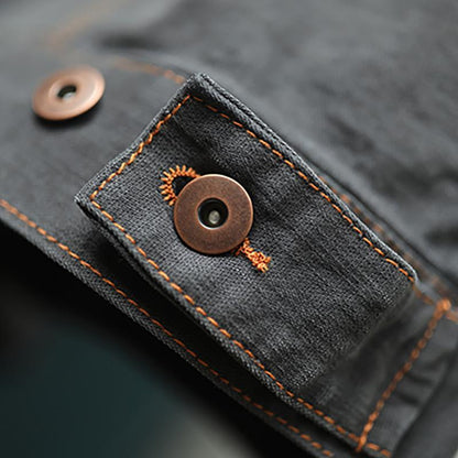 Buykud Color Matching Spliced Casual Denim Trench Coat