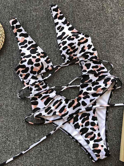Leopard&Snakeskin Scrunch One Piece Swimsuit
