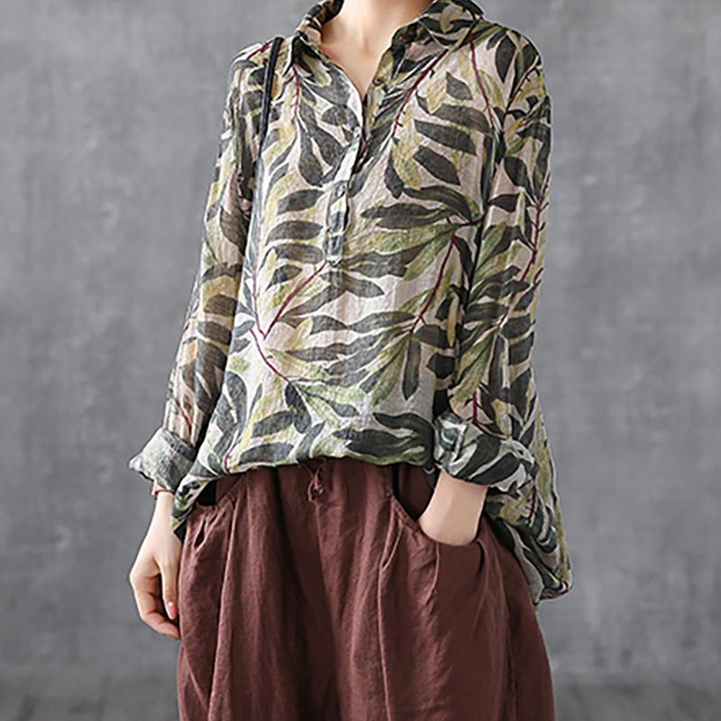 Buykud Printed Casual Turn-down Collar Comfortable Shirt