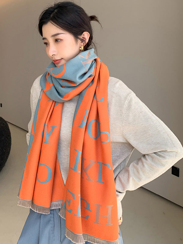 Vintage Tasseled Alphabet Jacquard Shawl&Scarf