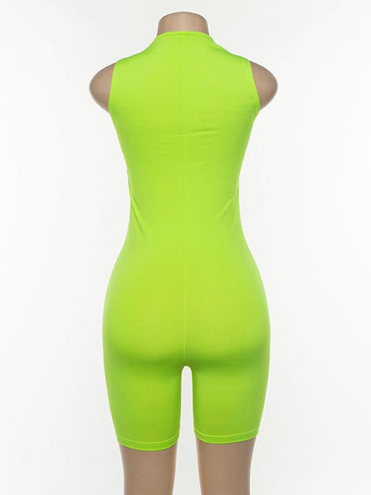 Zipper Wrap Sleeveless Gym Jumpsuit