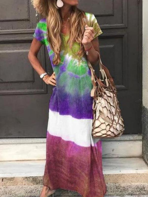 Printed V-neck Maxi Dress