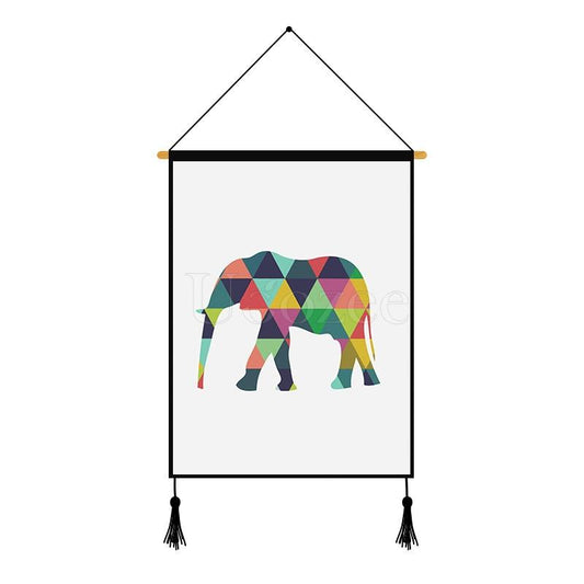 Elephant Geometric Printed Wall Hanging Decoration