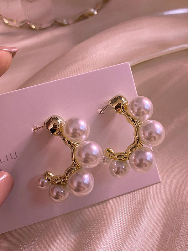 Original Vintage Pearls Geometric Earrings