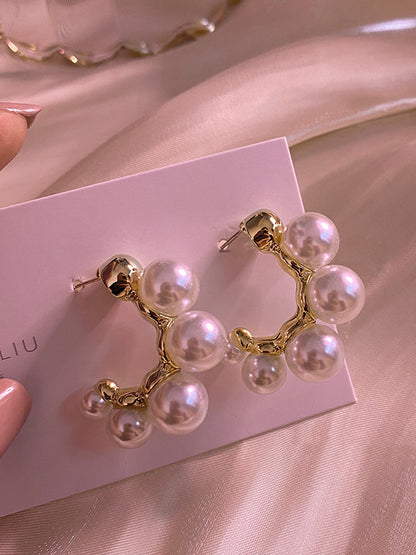 Original Vintage Pearls Geometric Earrings