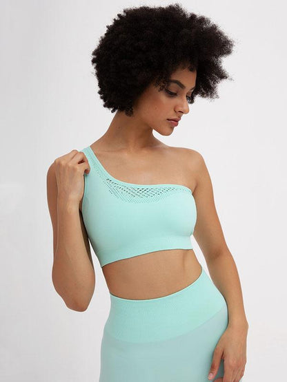 Fashion Hollow Solid One-Shoulder Yoga Suits