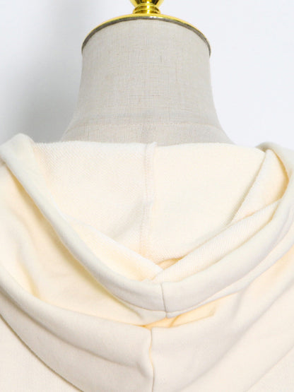 Fashion Solid Color Split-Joint Cold Shoulder Hoodies Top