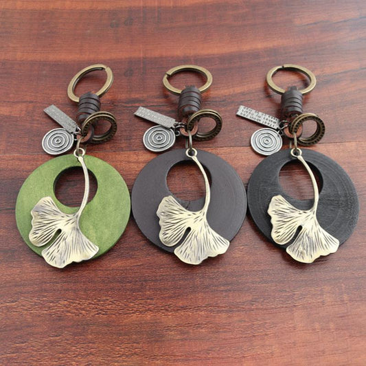 Buykud Ginkgo Leaf Simple Personality Retro Car Key Rain