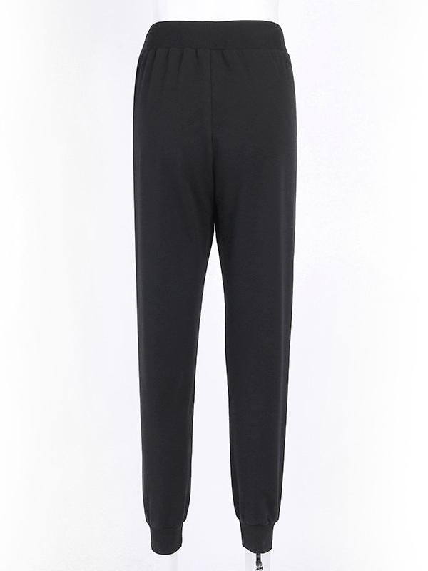 Fashion Letters Printed Contrast Color Casual Pants Bottoms