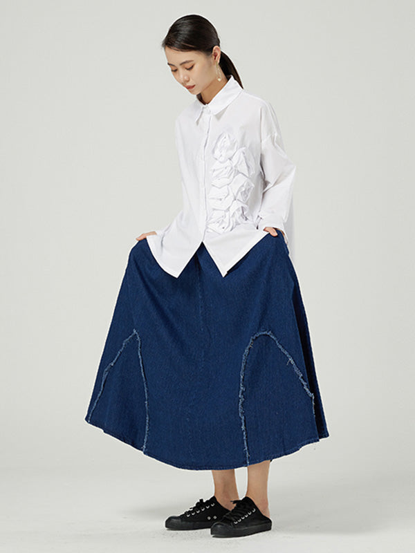 Simple Elasticity Waist Wide Leg Loose Pants