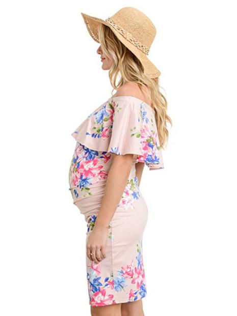 Maternity Printed Off-the-shoulder Mini Dress