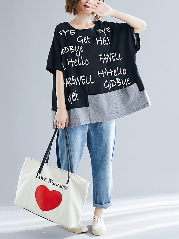 Loose Urban Casual Print Short T-Shirt