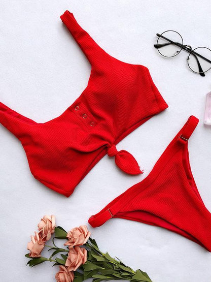 Ribbed Knot Bikinis Swimwear